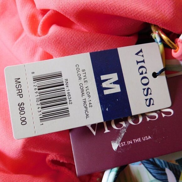 NEW Vigoss Womens Swimsuit Strappy One Piece Size Medium Tropical Print - Picture 3 of 6